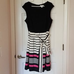 Black & striped a-line dress